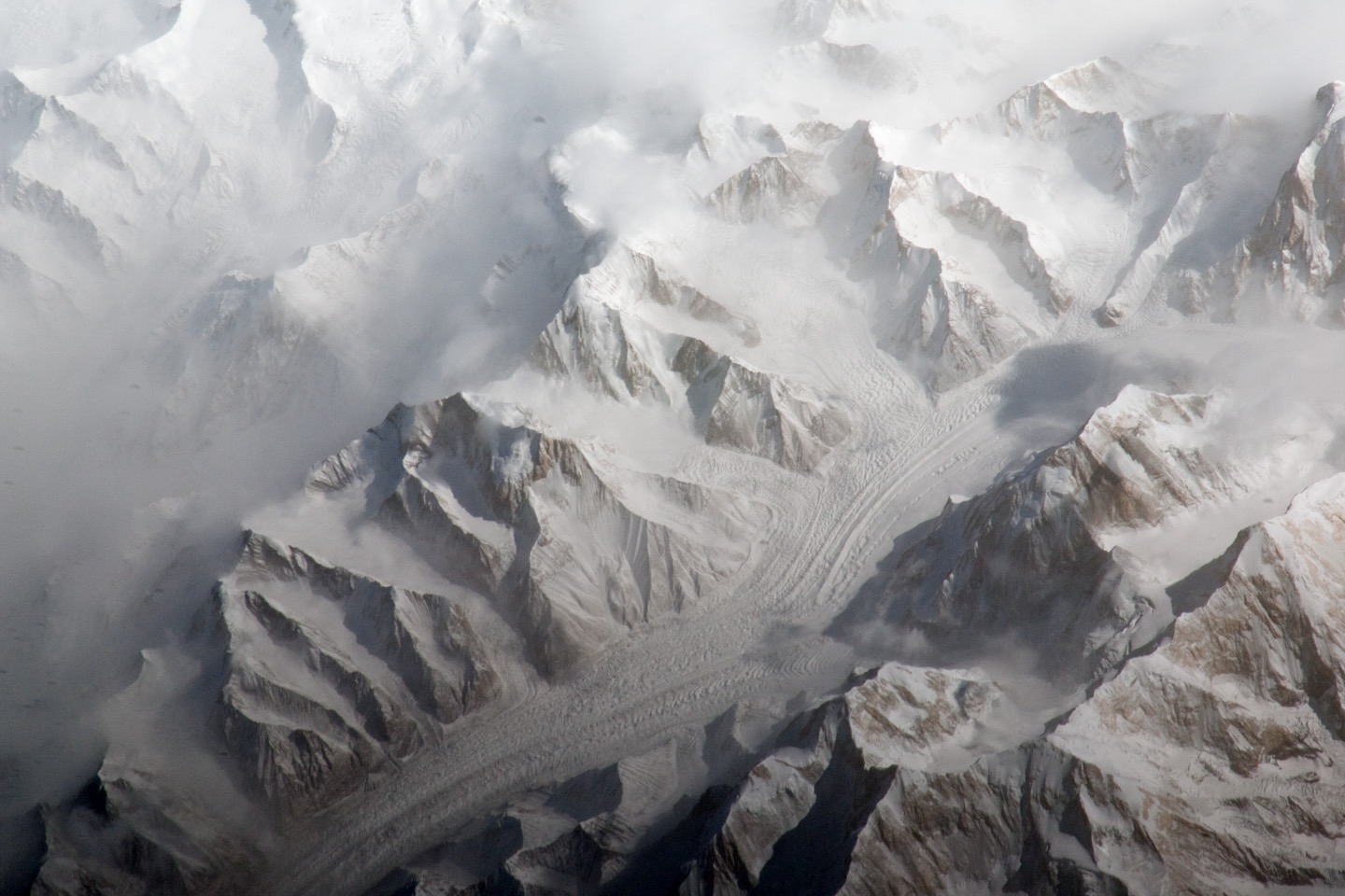 Snowbound Peaks From Above