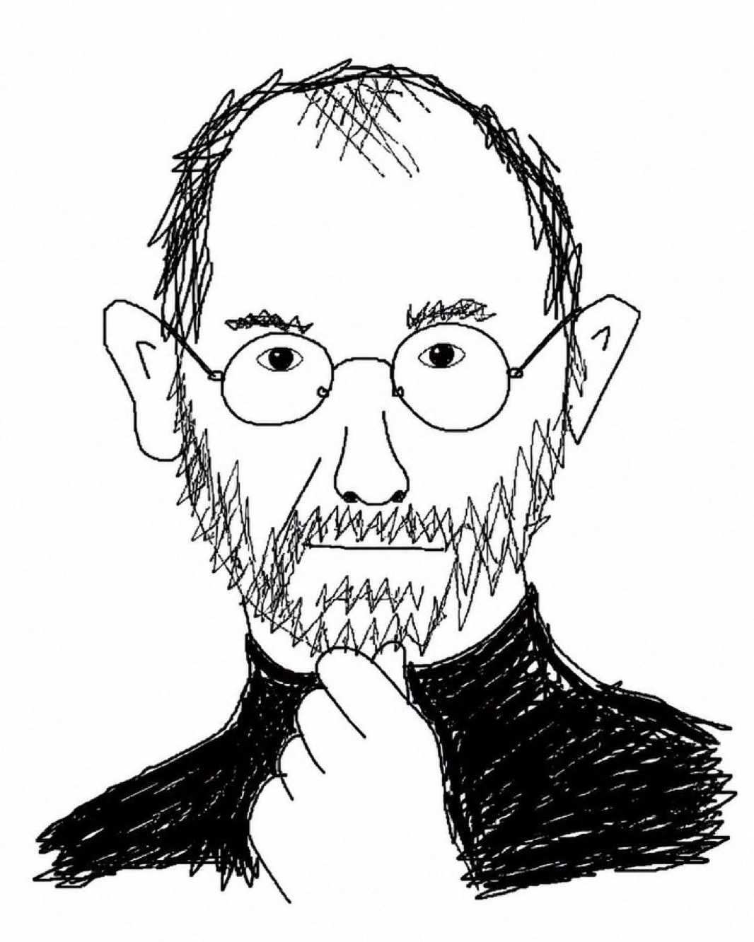 Scratchy Line Portrait in Turtleneck