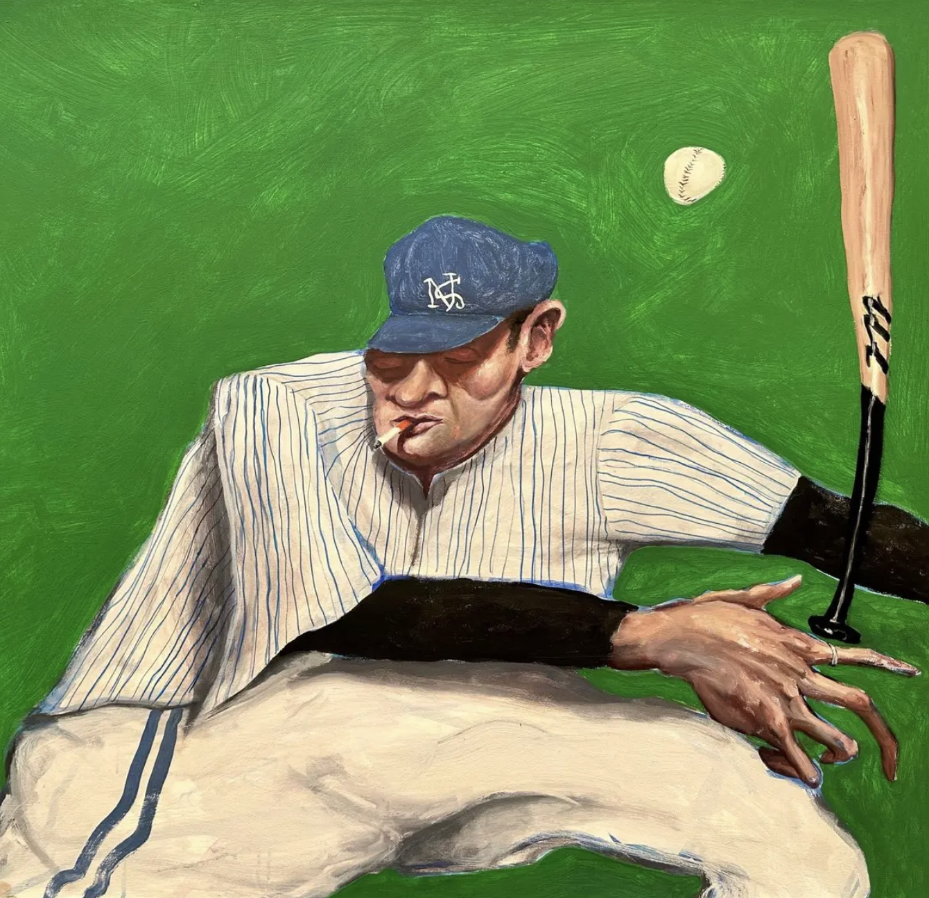 Slouched Ballplayer on Green