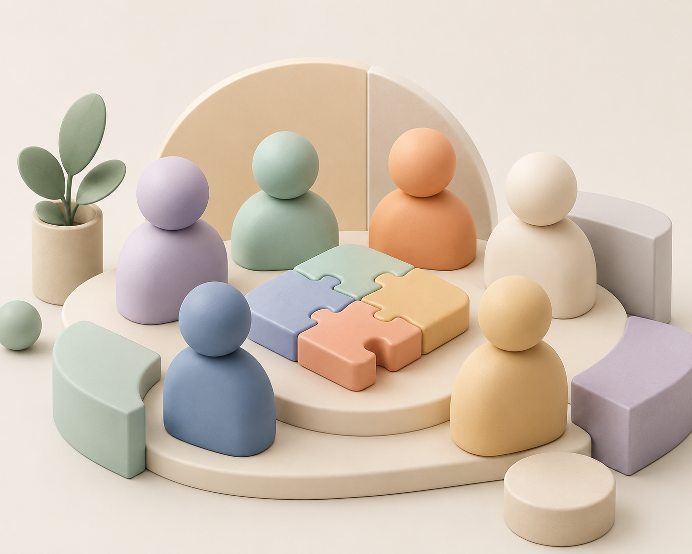 Pastel Puzzle Circle Gathering