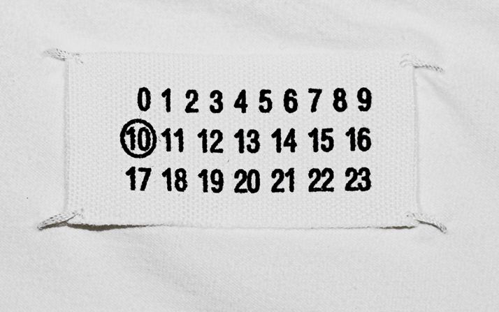 Maison Margiela numeric garment label, Line 10