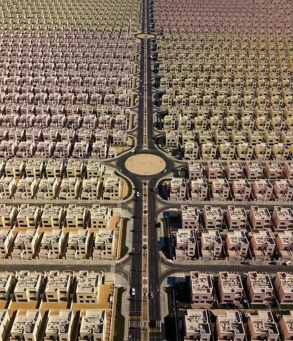 Pastel Grid Suburb From Above